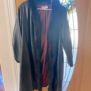 Black lamb leather coat
